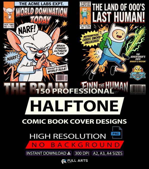 150 Comic Book Cover Halftone Designs