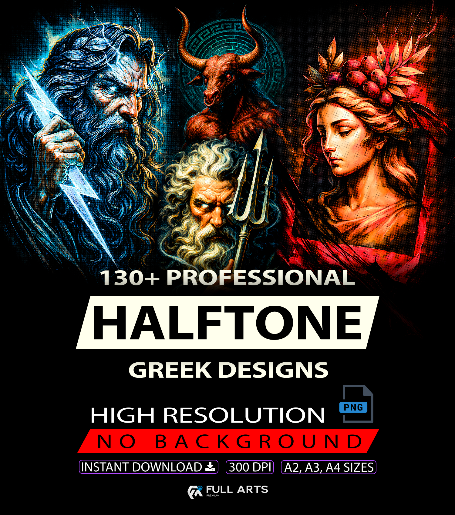 Pack 130+ Halftone Greek Designs