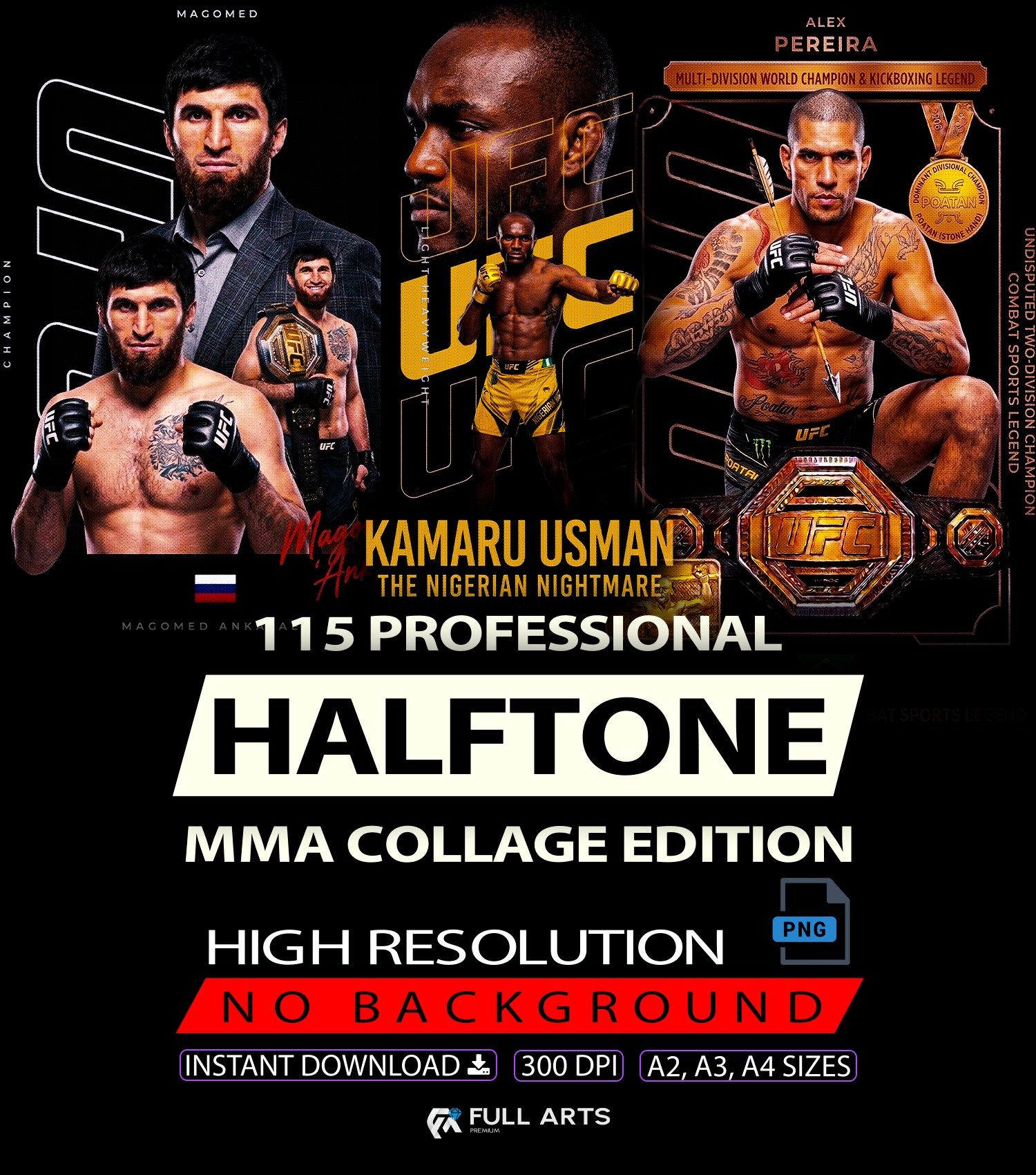 Pack 115 Halftone MMA Collage Designs