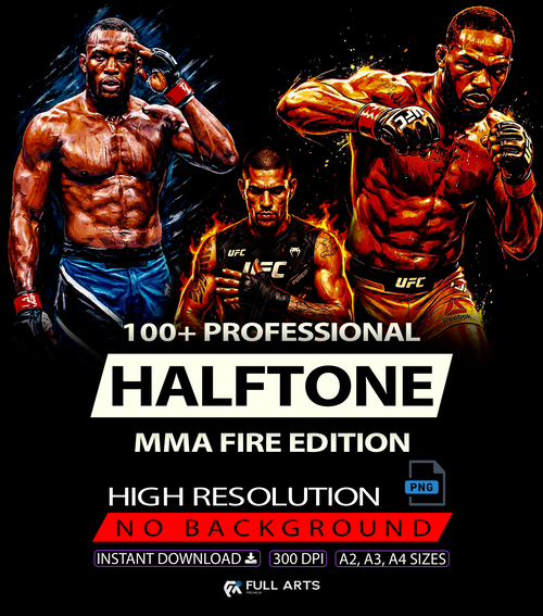 Pack 100+ Halftone MMA Fire Designs