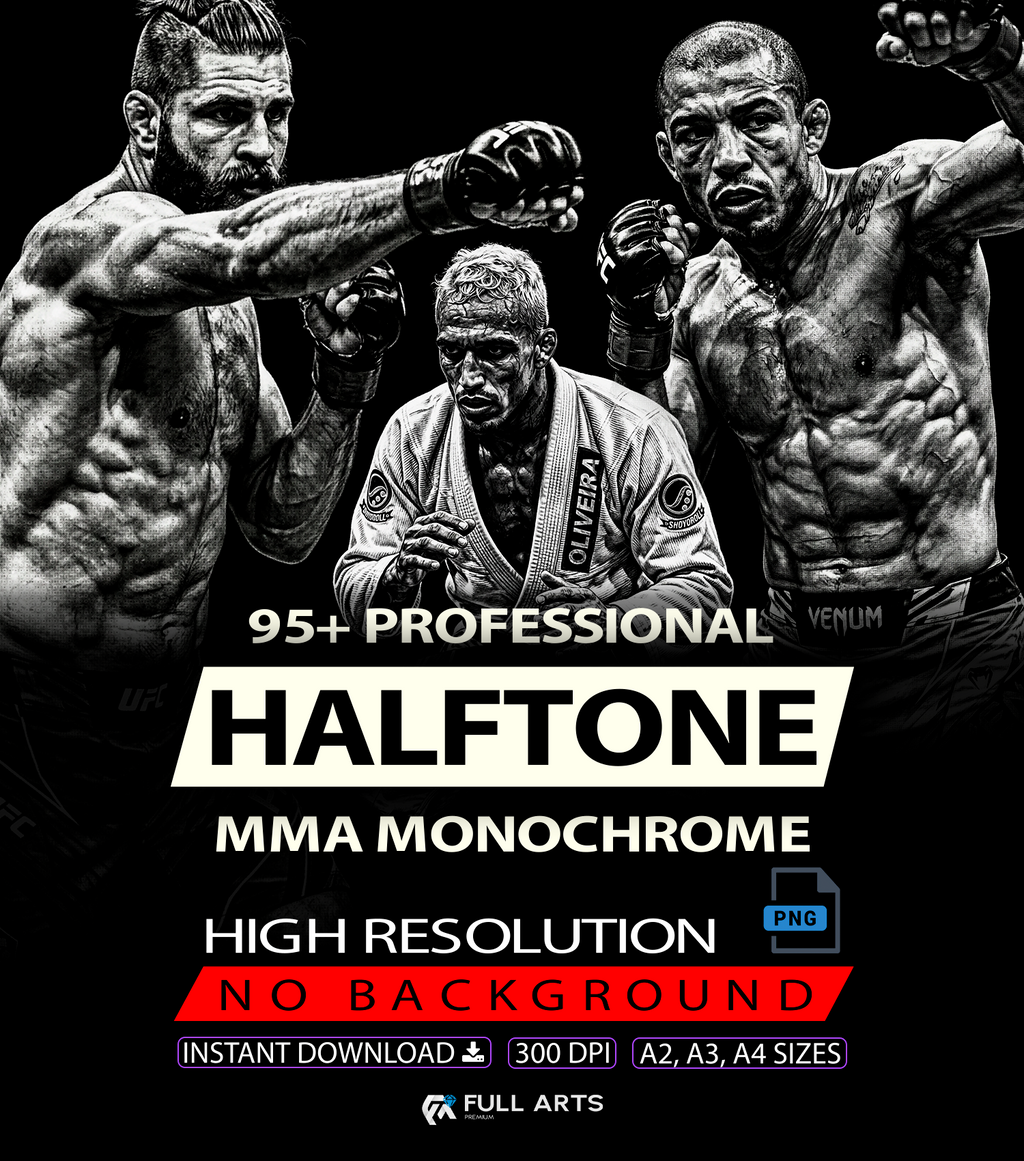 Pack 95+ Halftone MMA Monochrome Designs