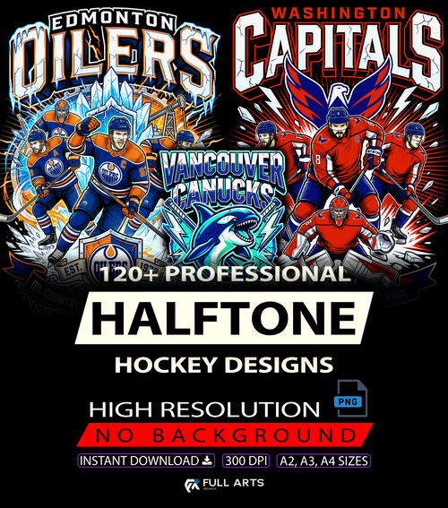 120 Hockey Bootleg Halftone Designs