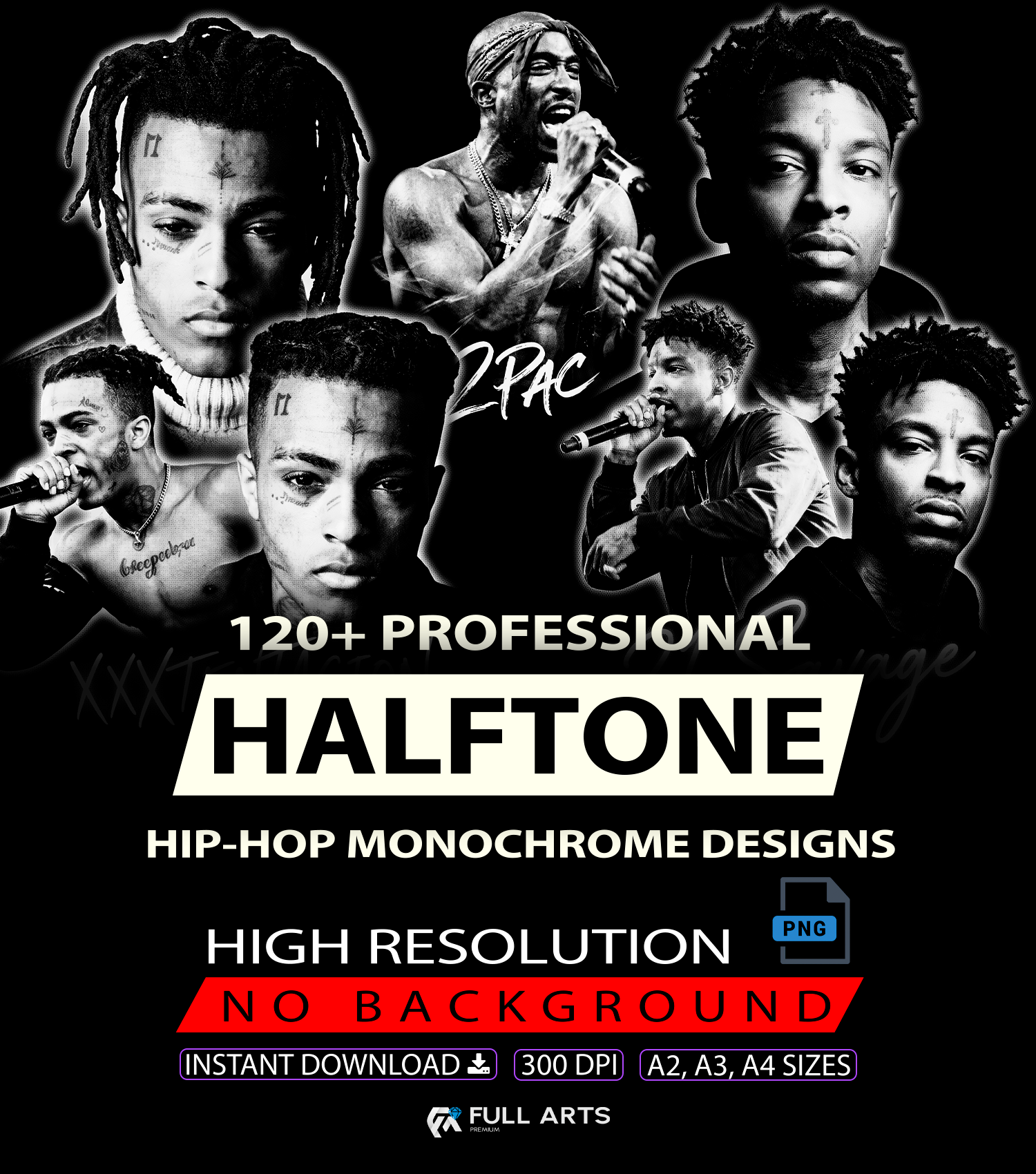 120+ Hip-Hop Monochrome Halftone Designs