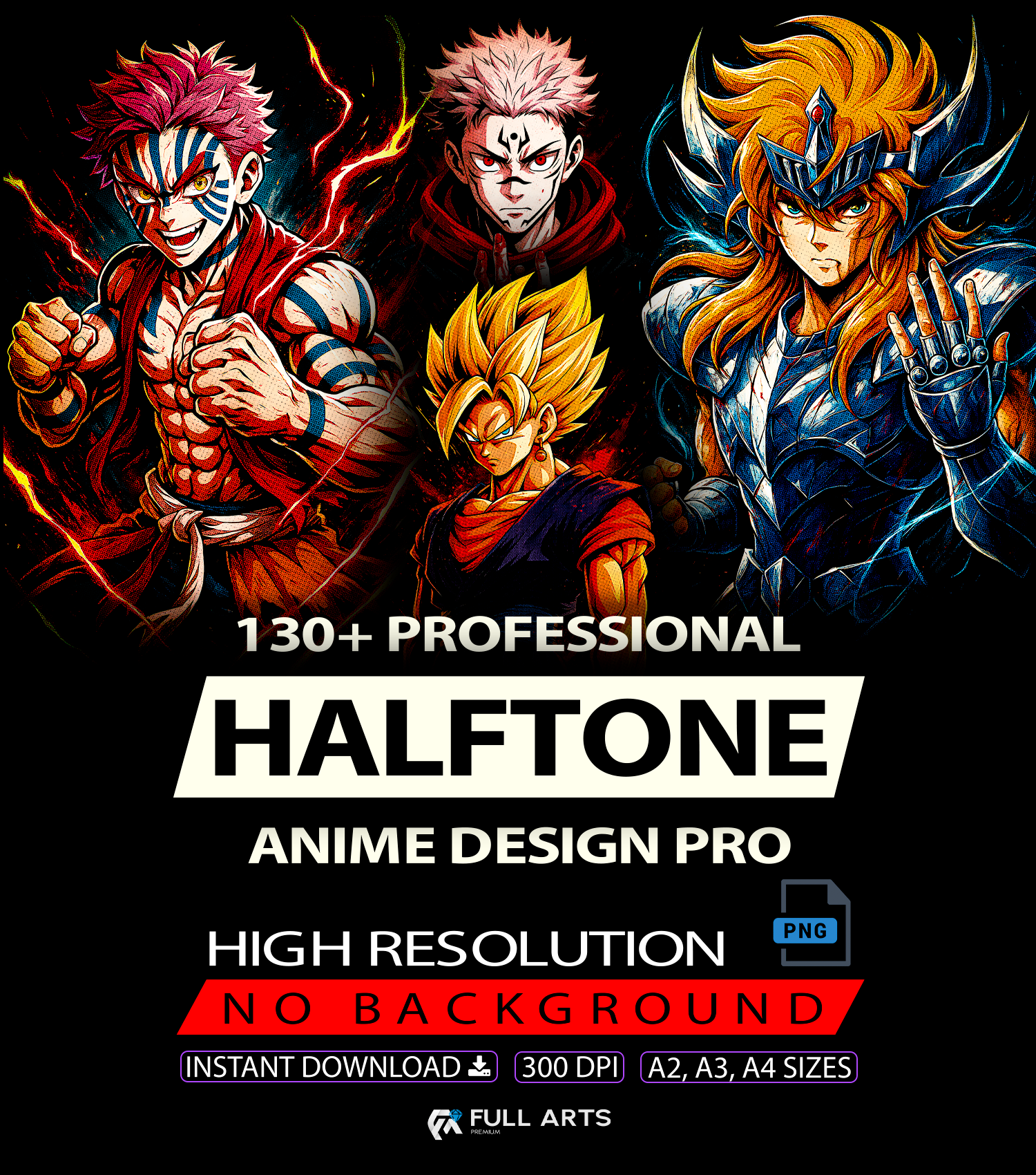 Pack 130+ Halftone Anime Designs