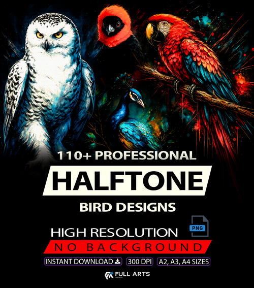 Pack 110+ Halftone Bird Designs