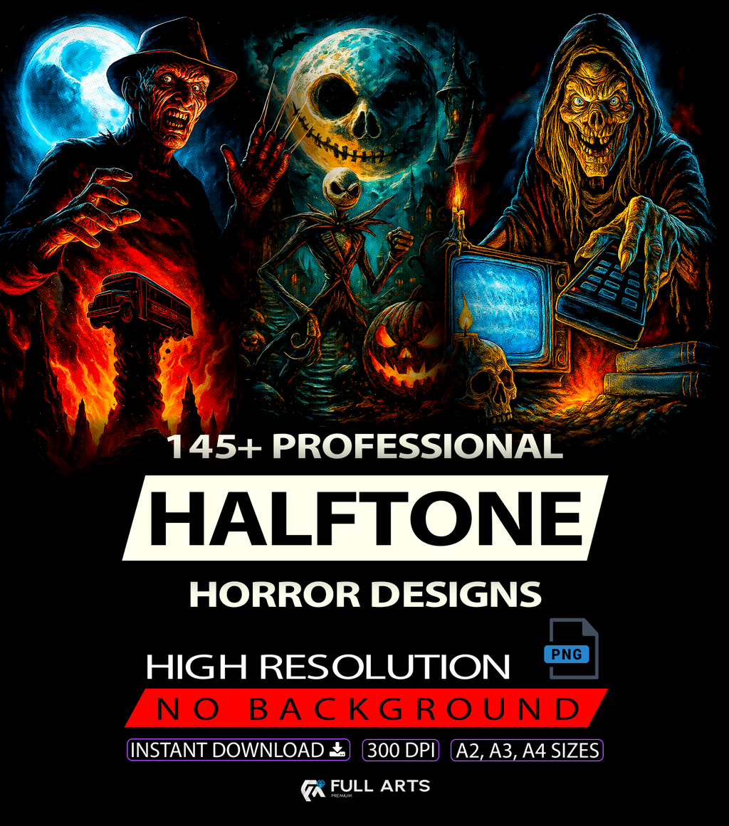 Pack 145+ Halftone Horror Designs