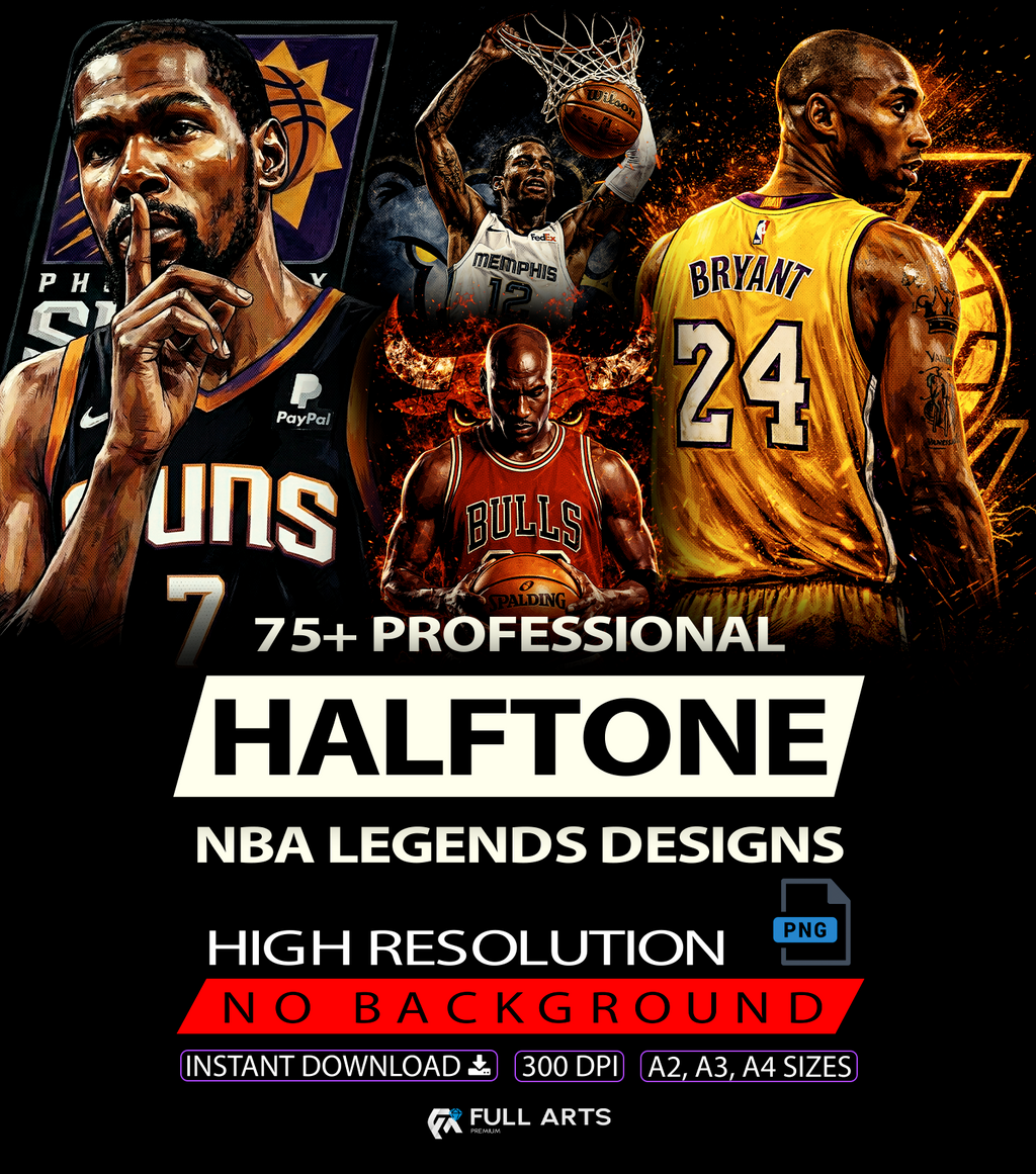 Pack 75+ Halftone NBA Legends Designs
