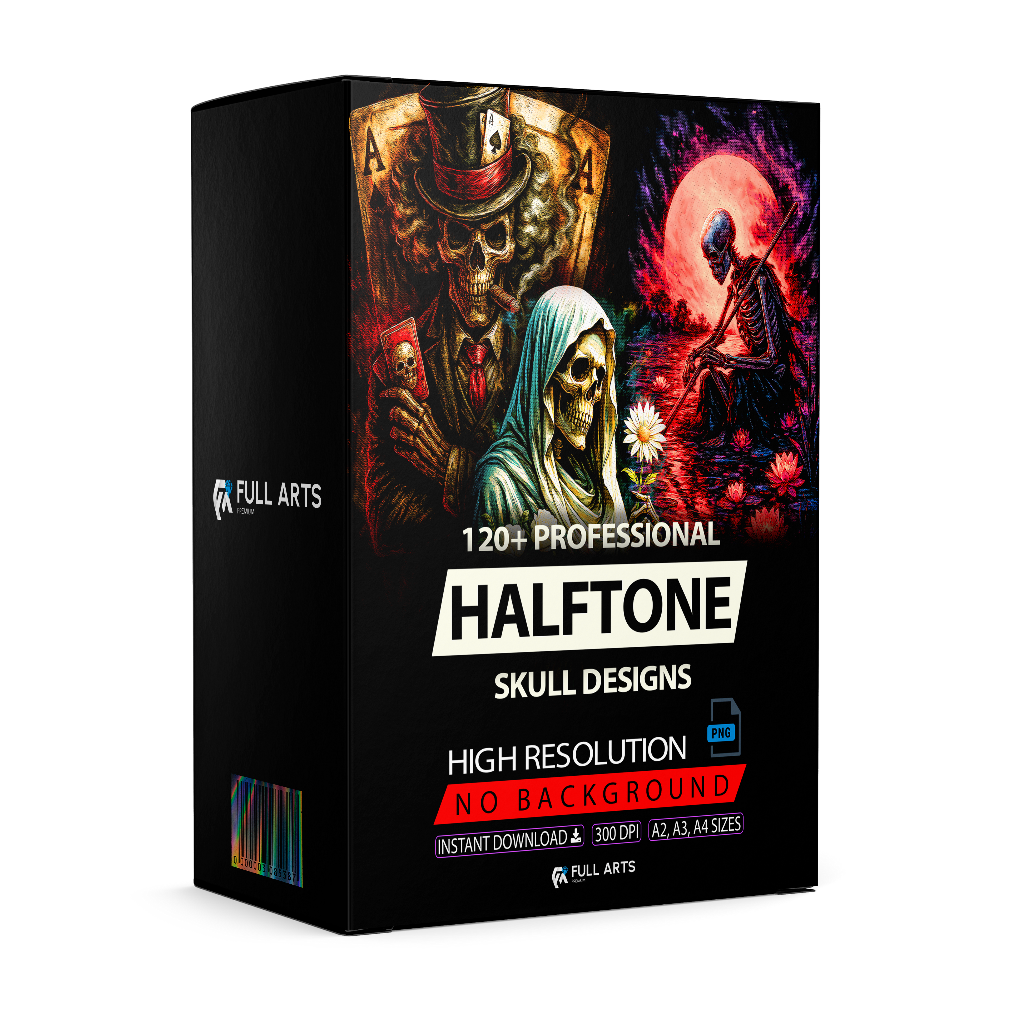 Pack 120+ Halftone Skull Designs