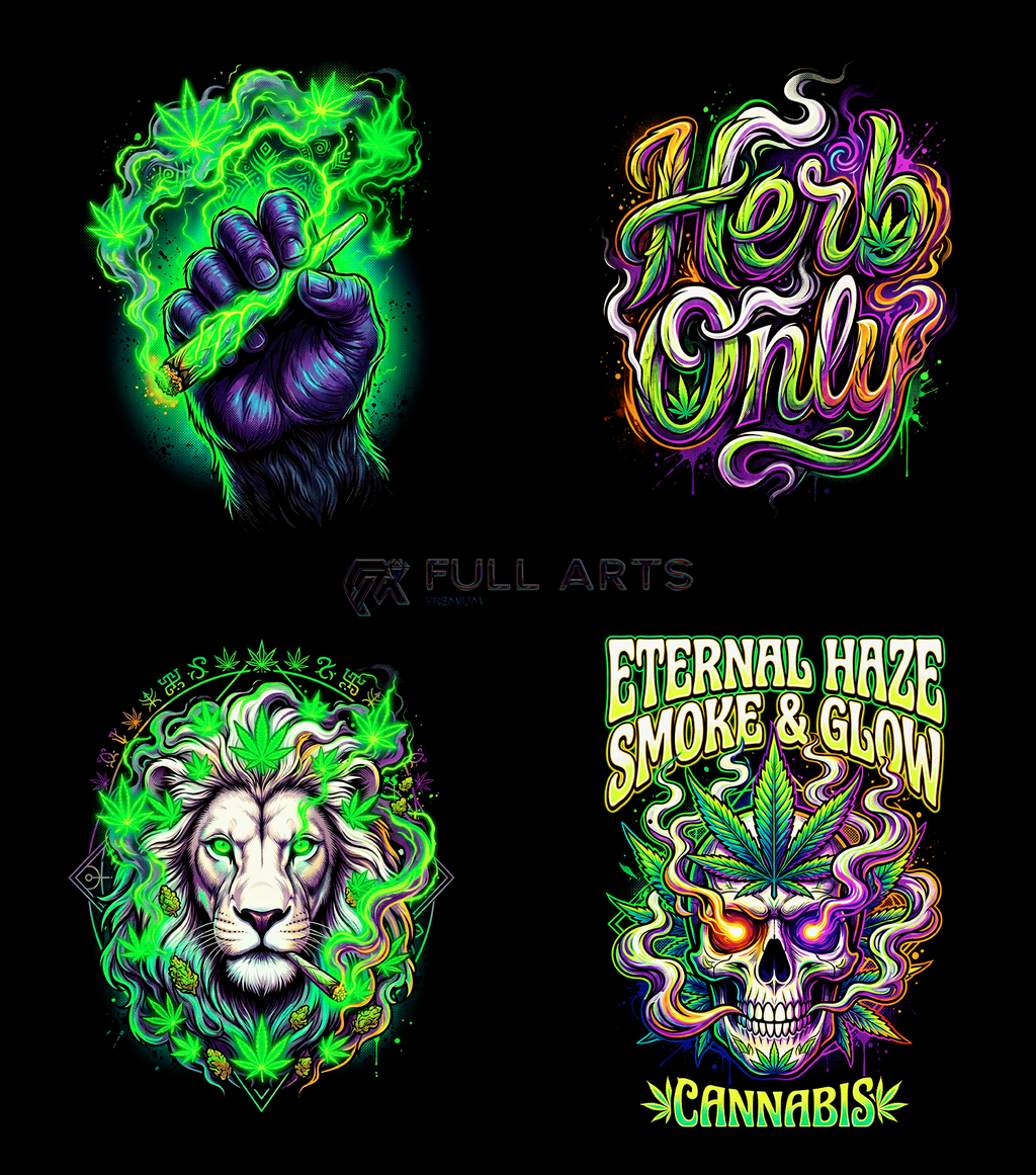 Pack 120+ Halftone Cannabis Designs