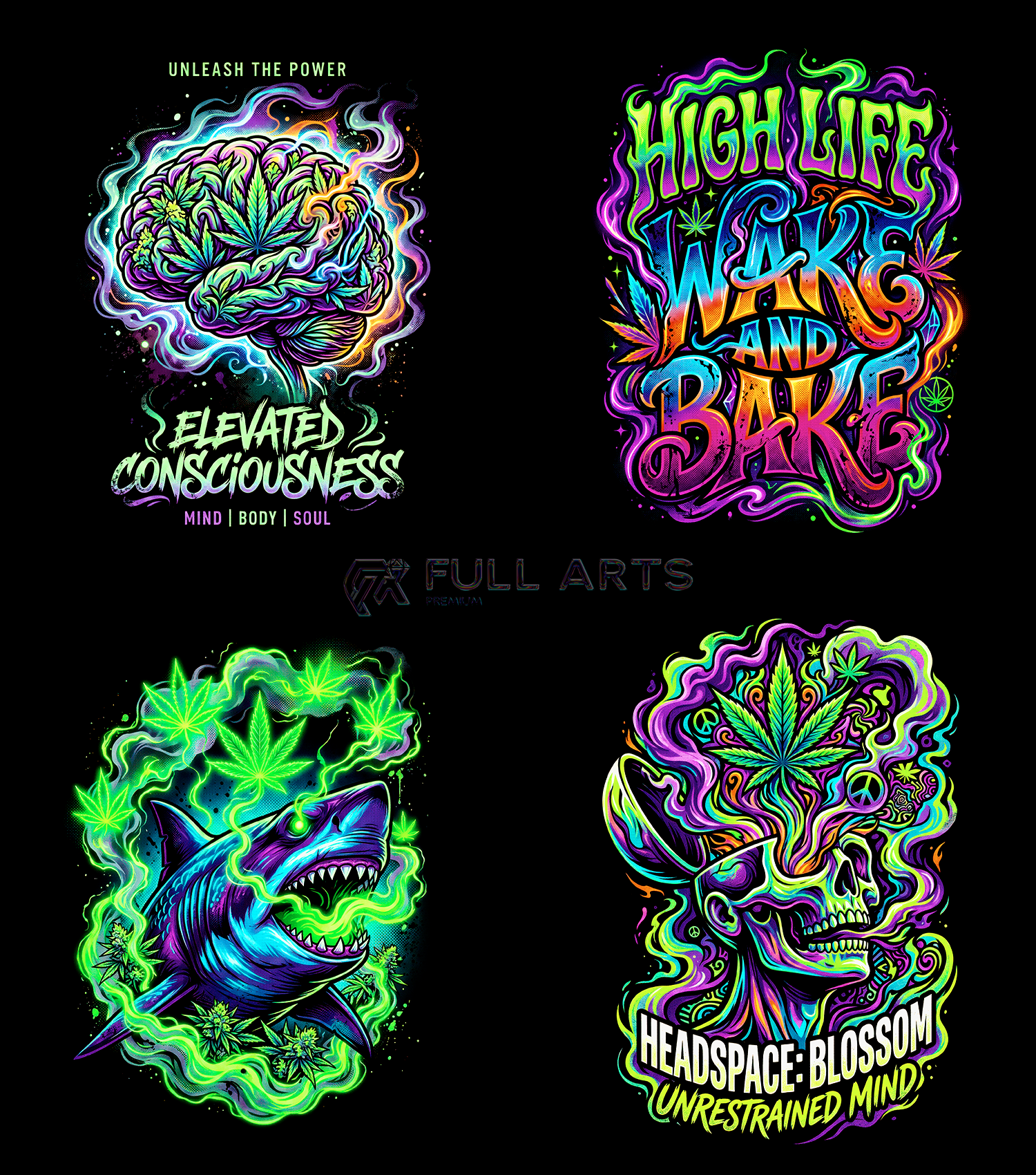Pack 120+ Halftone Cannabis Designs