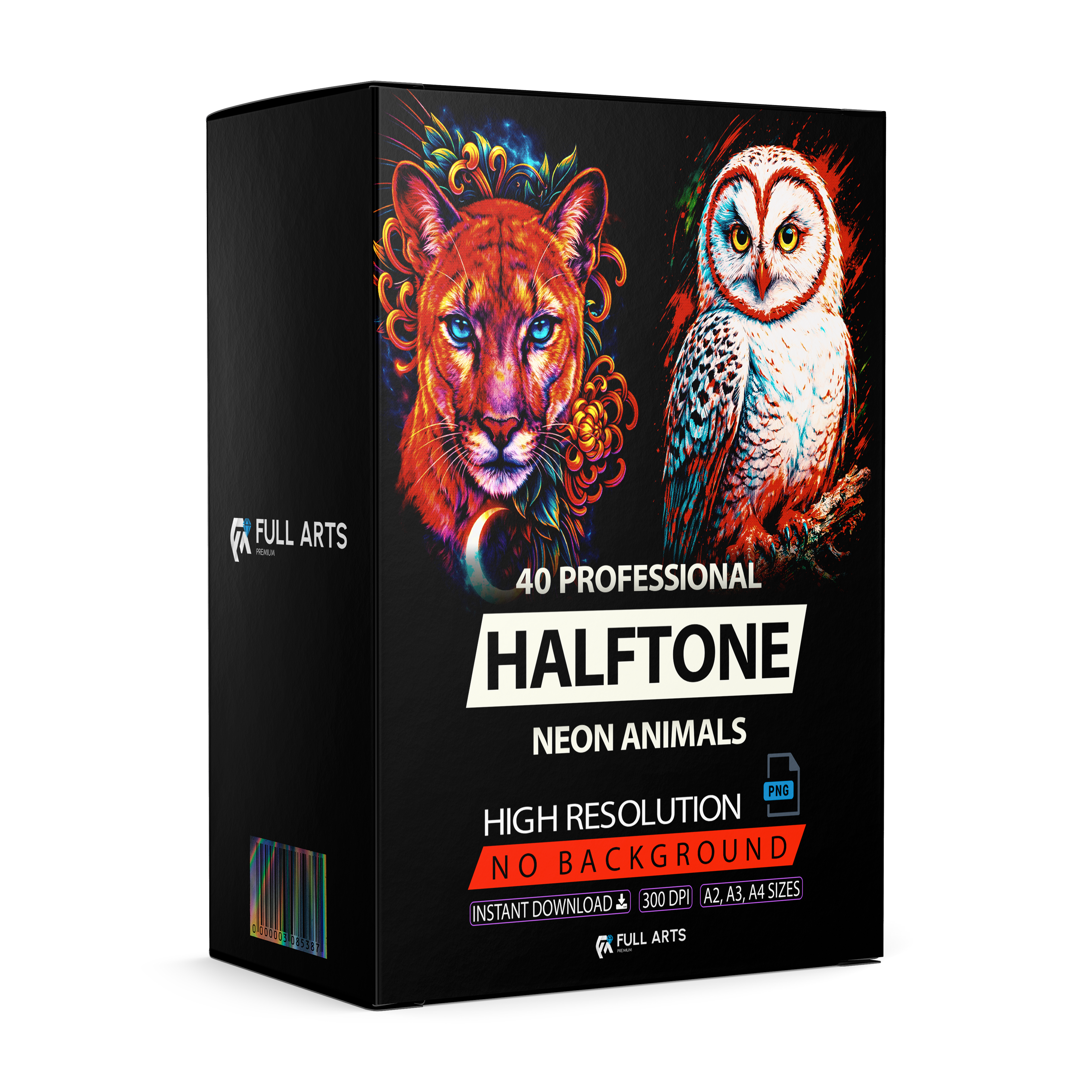 Pack 40 Halftone Neon Animals Designs