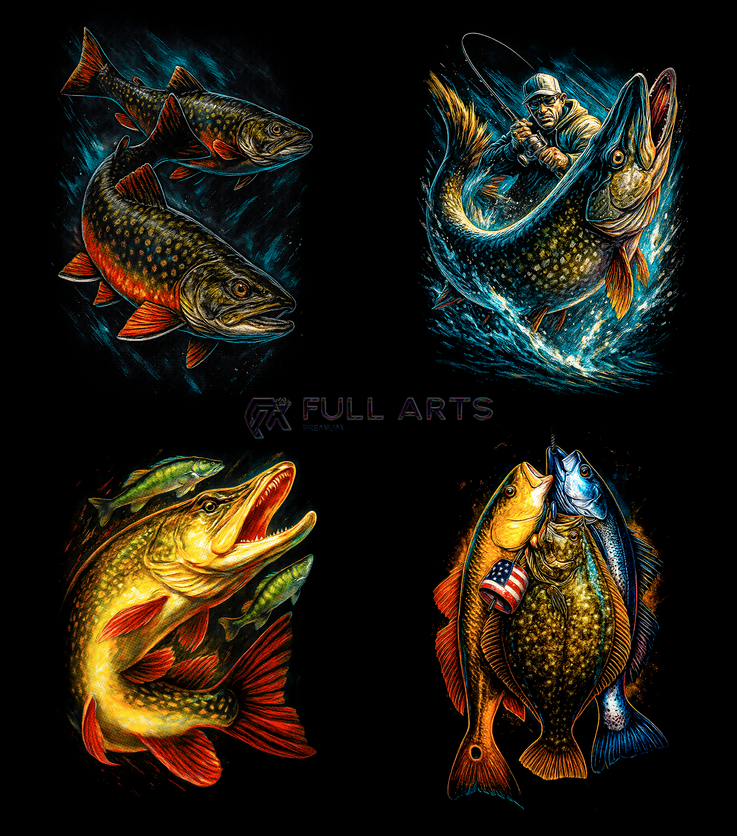 Pack 115+ Halftone Fishing Designs