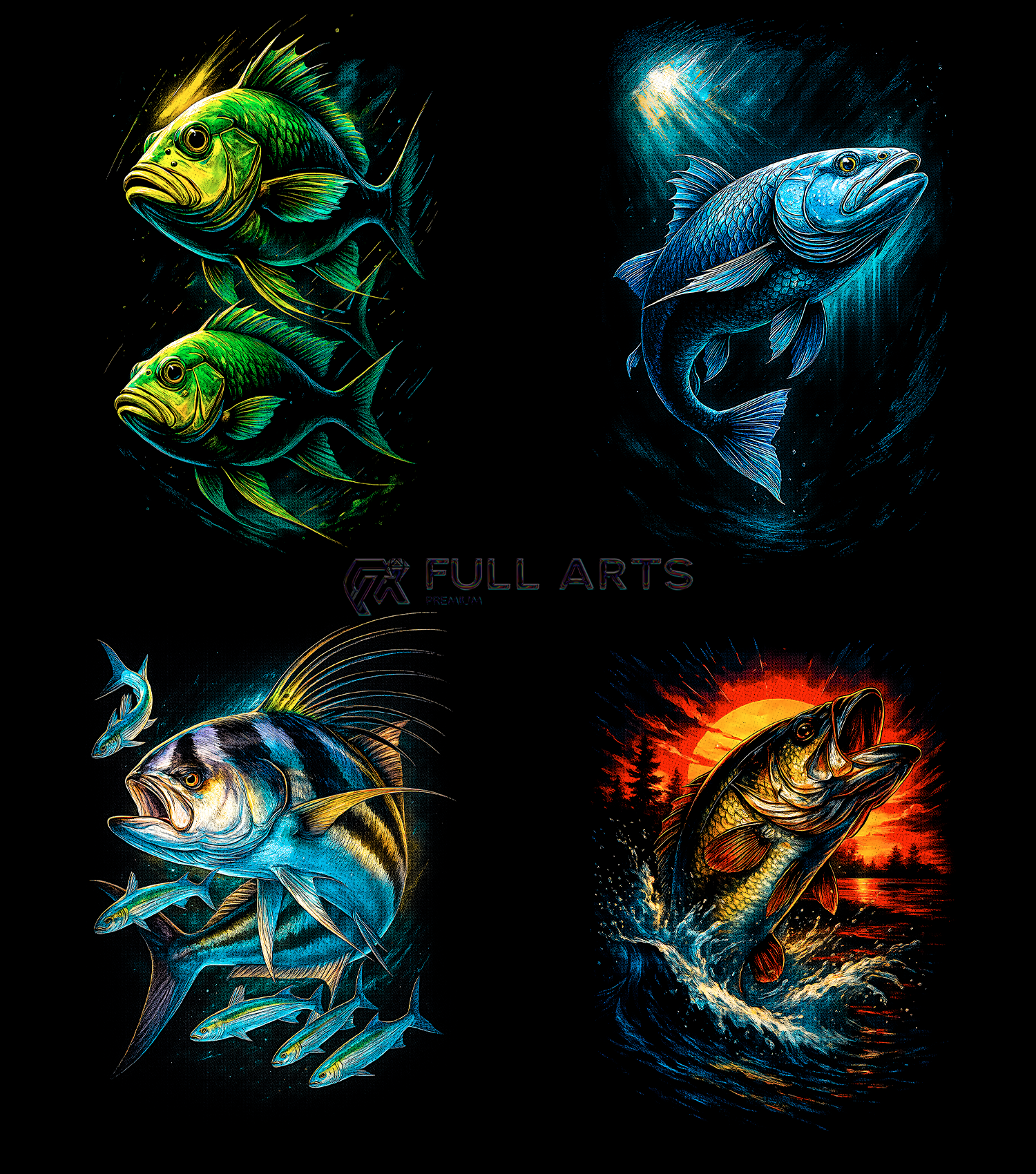 Pack 115+ Halftone Fishing Designs