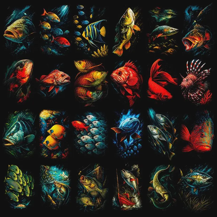 Pack 115+ Halftone Fishing Designs