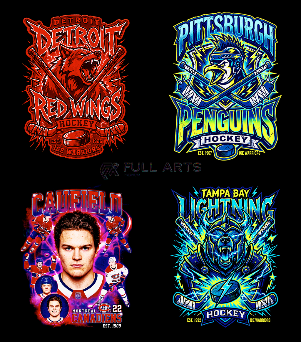 120 Hockey Bootleg Halftone Designs