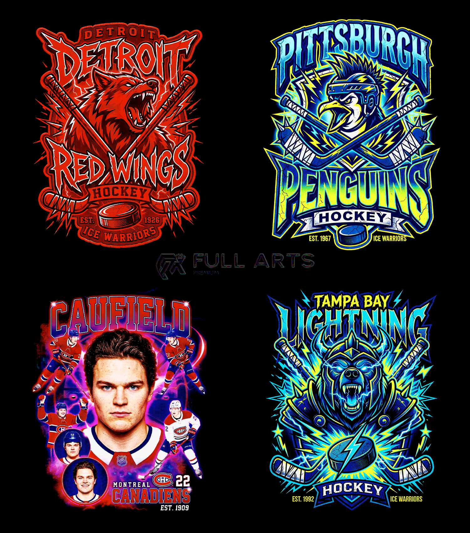 120 Hockey Bootleg Halftone Designs