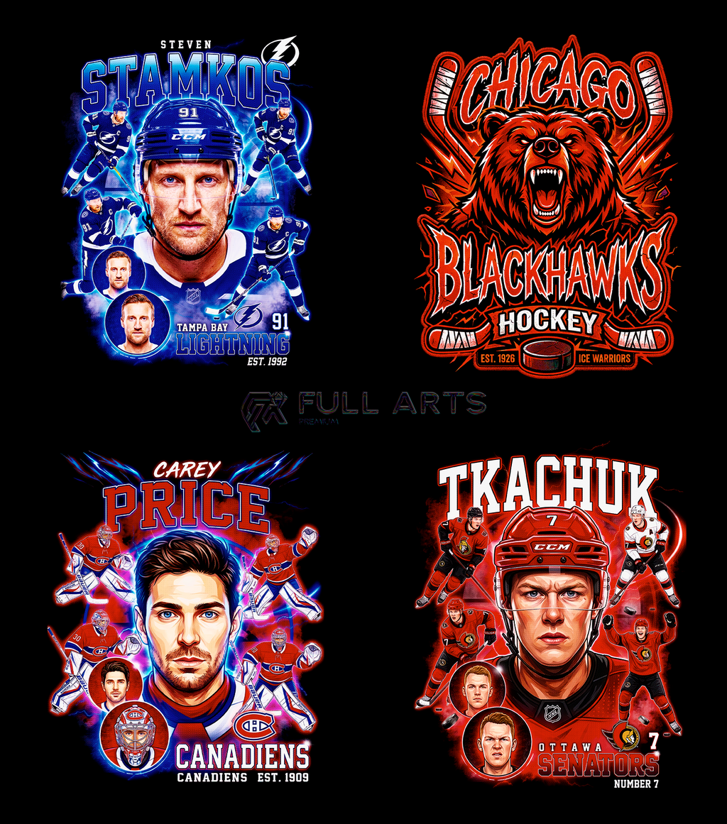 120 Hockey Bootleg Halftone Designs