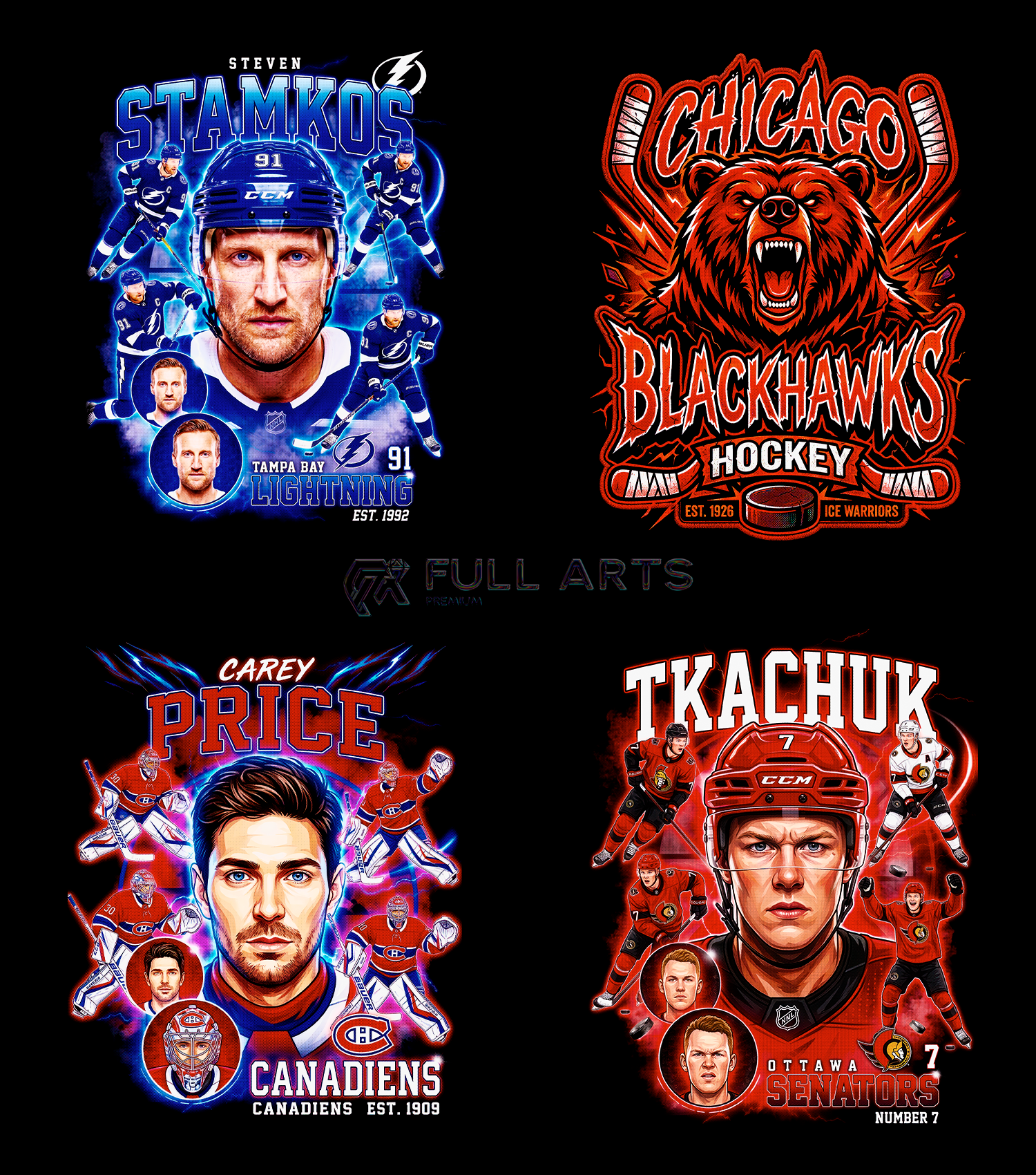 120 Hockey Bootleg Halftone Designs