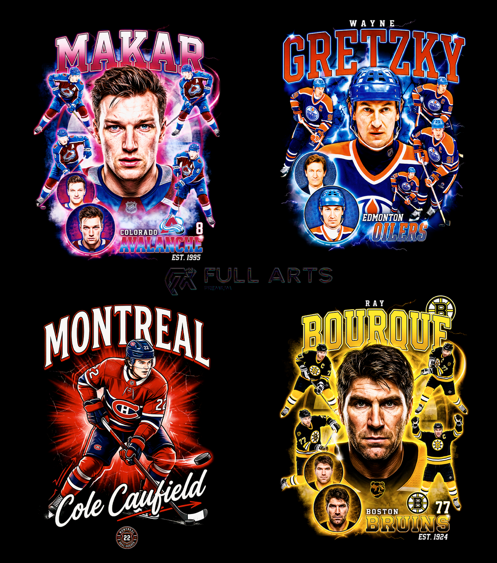 120 Hockey Bootleg Halftone Designs