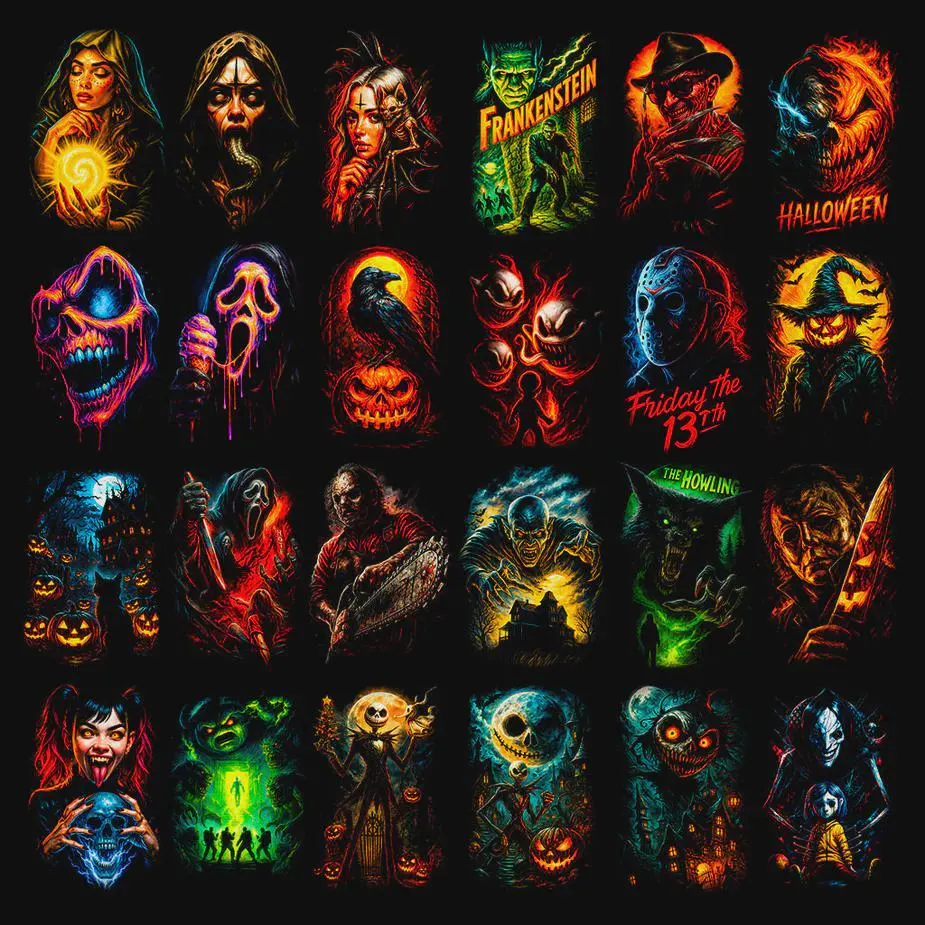 Pack 145+ Halftone Horror Designs