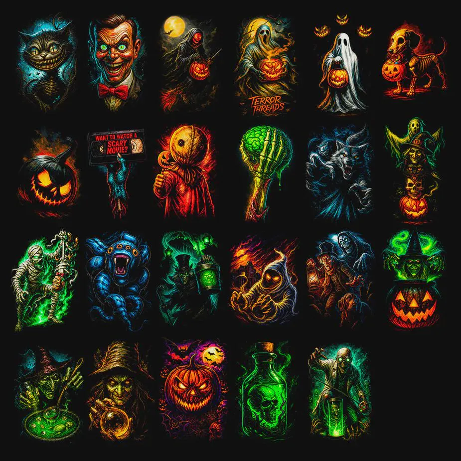 Pack 145+ Halftone Horror Designs