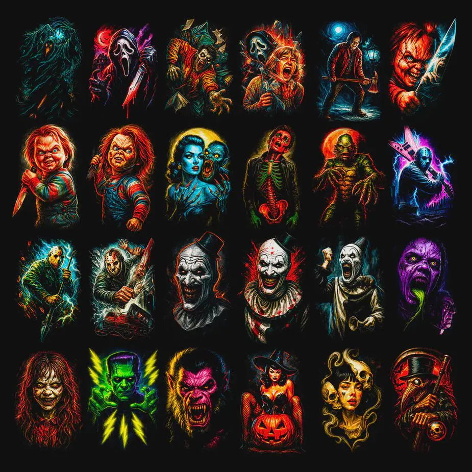 Pack 145+ Halftone Horror Designs