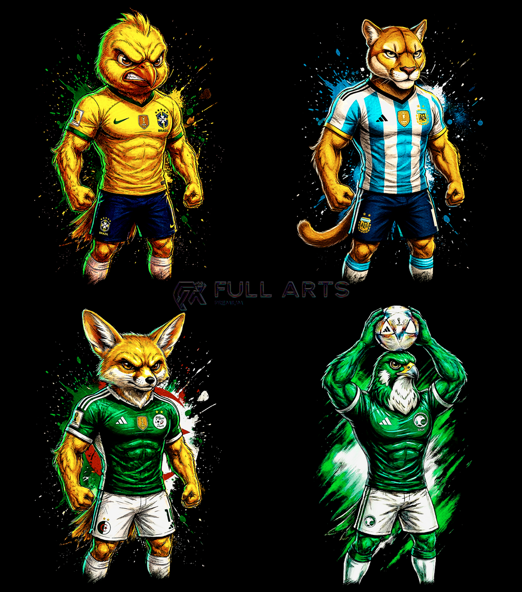 Pack 100+ Halftone World Cup Mascots Designs