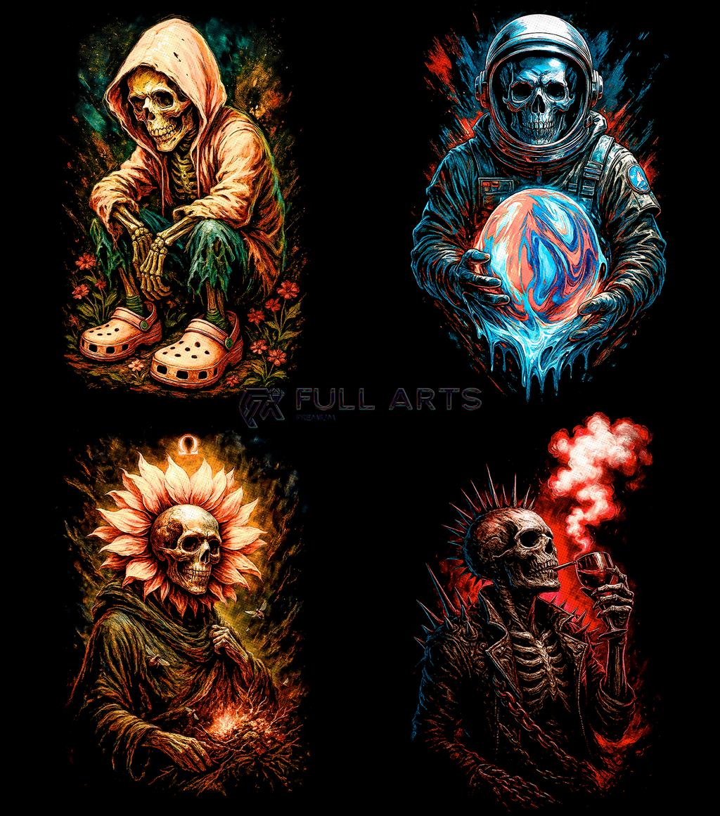 Pack 120+ Halftone Skull Designs