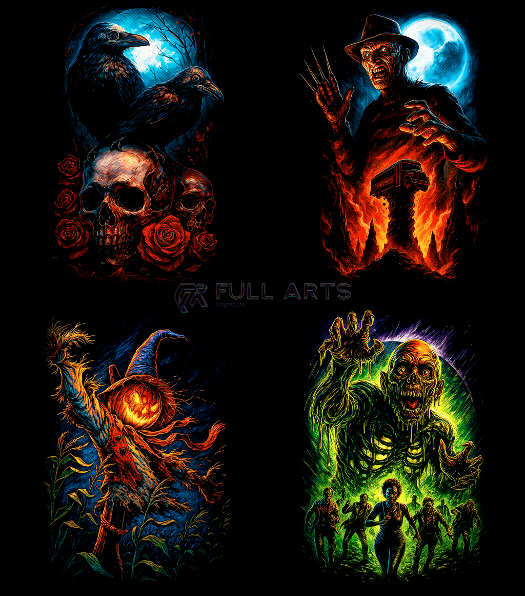 Pack 145+ Halftone Horror Designs